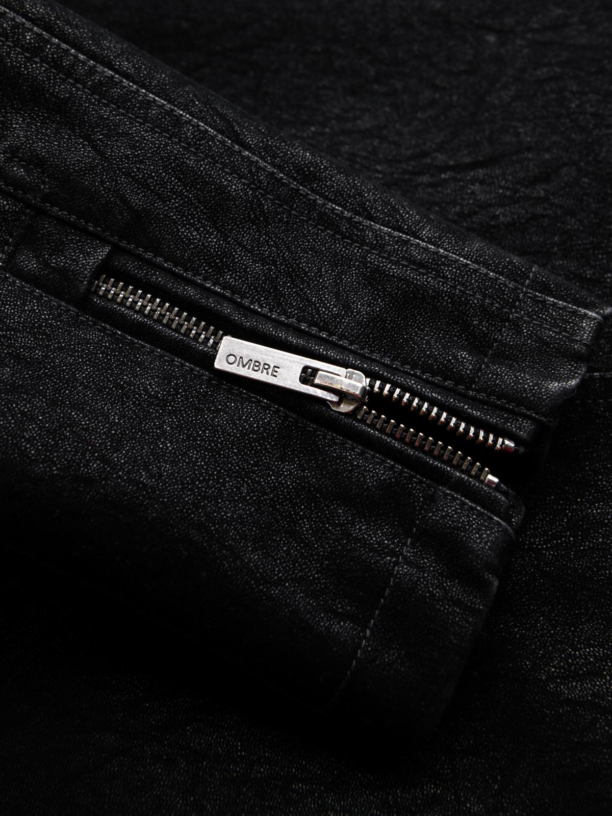 Ombre Stylish men&#039;s eco leather biker jacket with collar