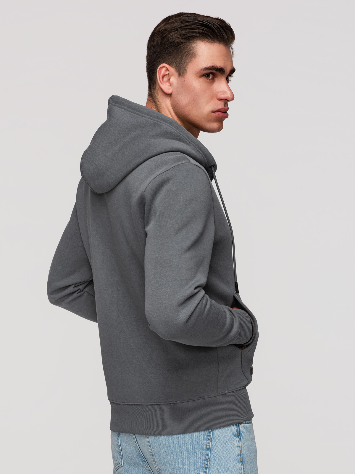 Ombre Men's unbuttoned BASIC sweatshirt - graphite