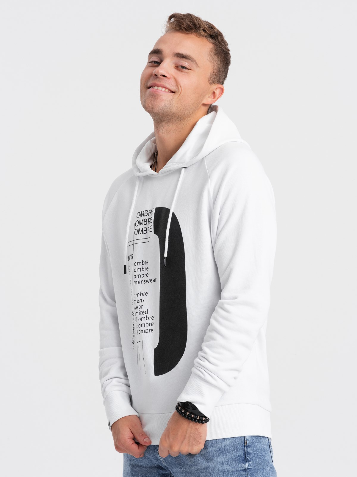 Ombre Mens printed HOODIE sweatshirt - white
