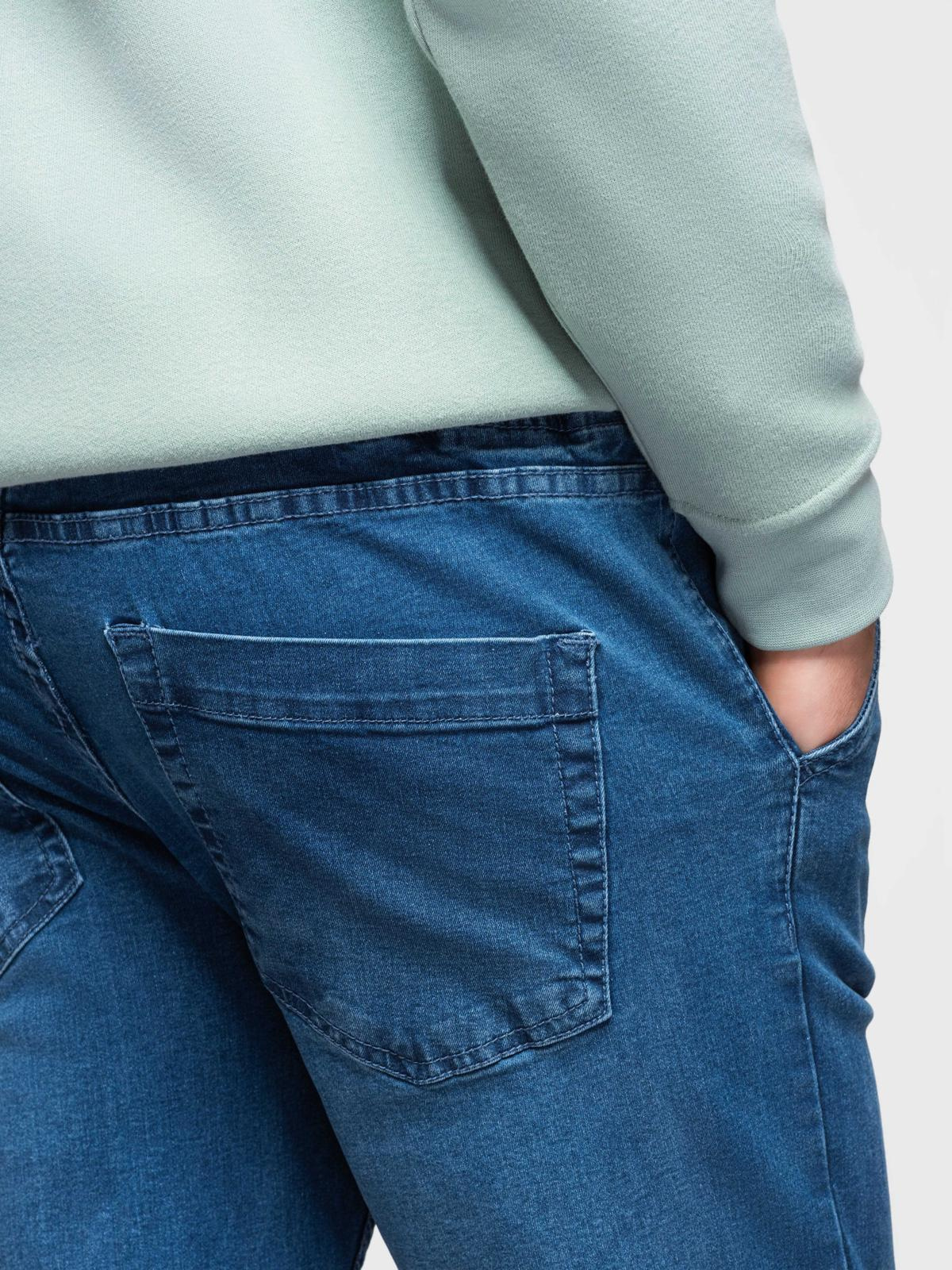 Ombre Men's denim joggers with piping - blue