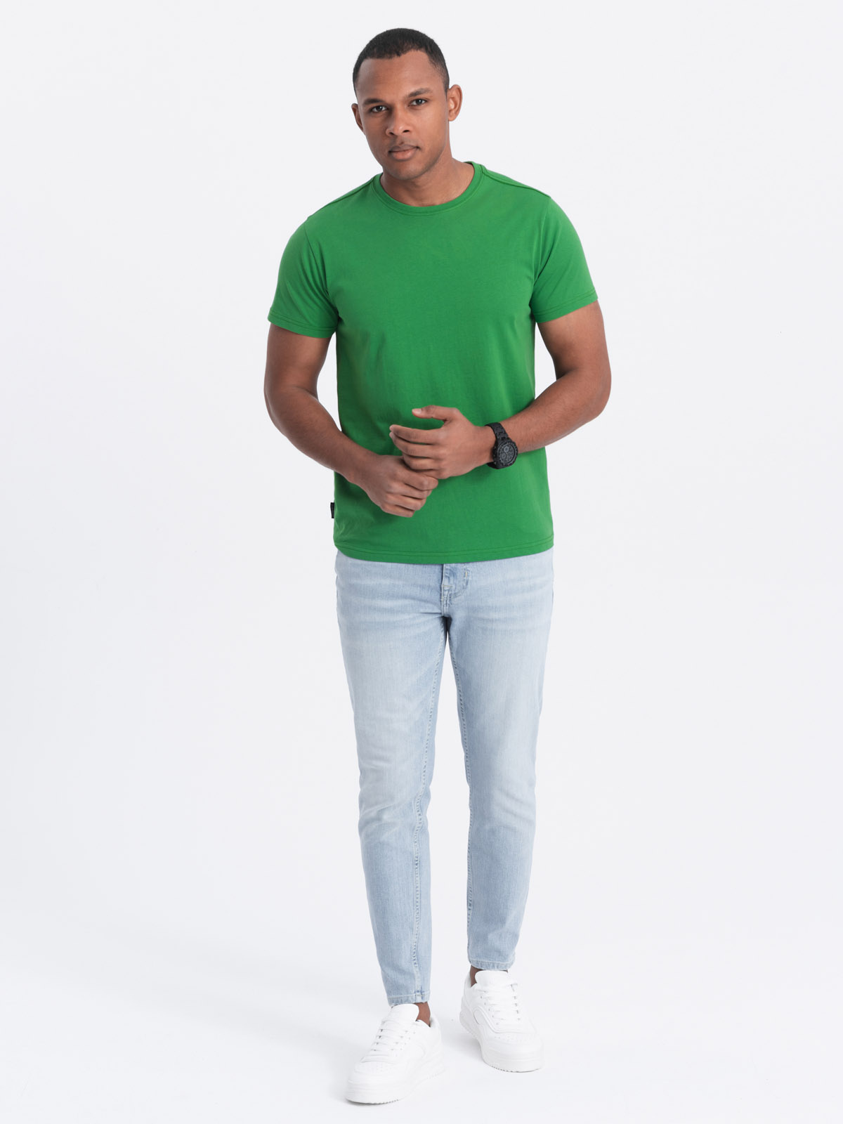 Ombre BASIC men's classic cotton T-shirt - green