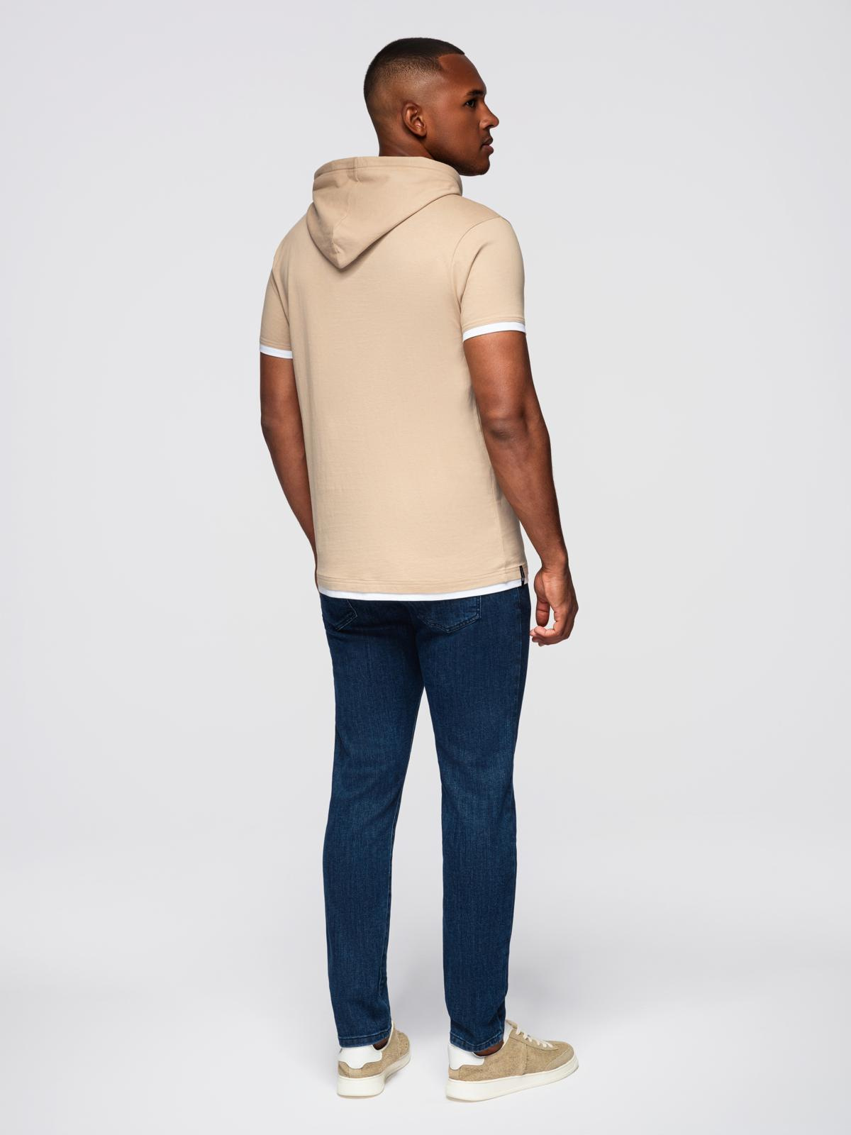 Ombre Men's hooded cotton t-shirt - beige