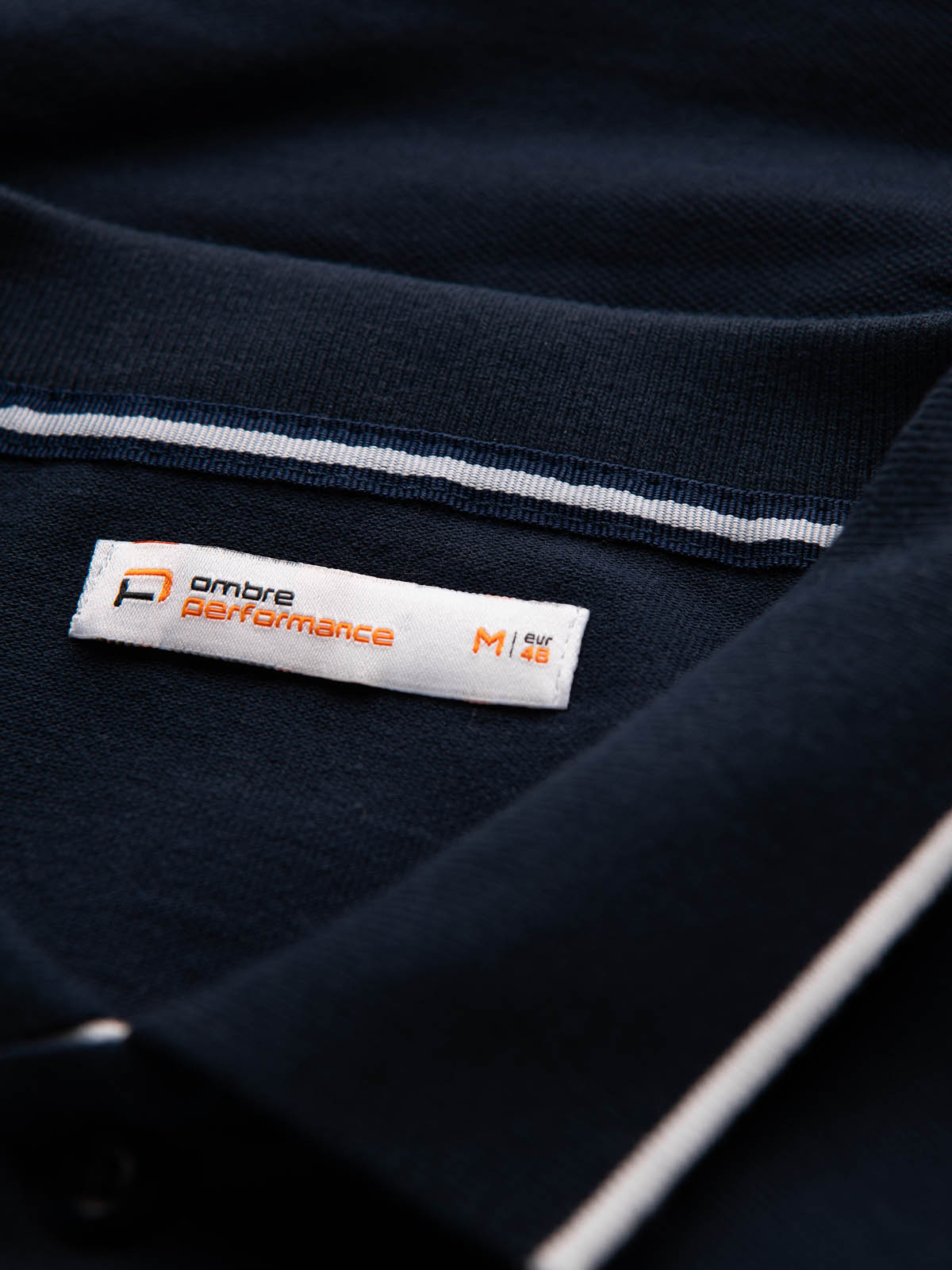 Ombre Fitted men's polo shirt with two-tone stripes - navy blue