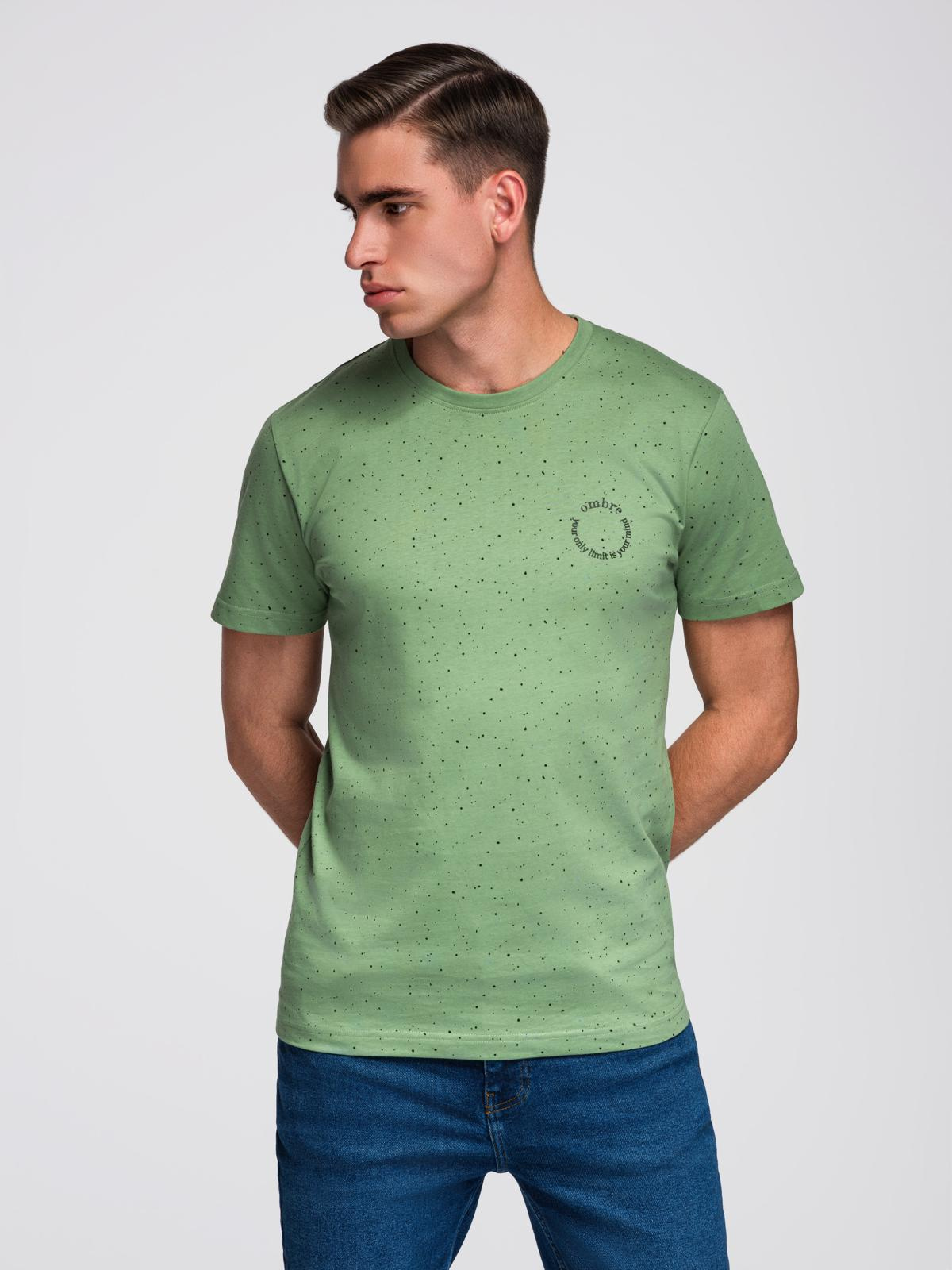 Ombre Men's printed cotton t-shirt with round neckline - green
