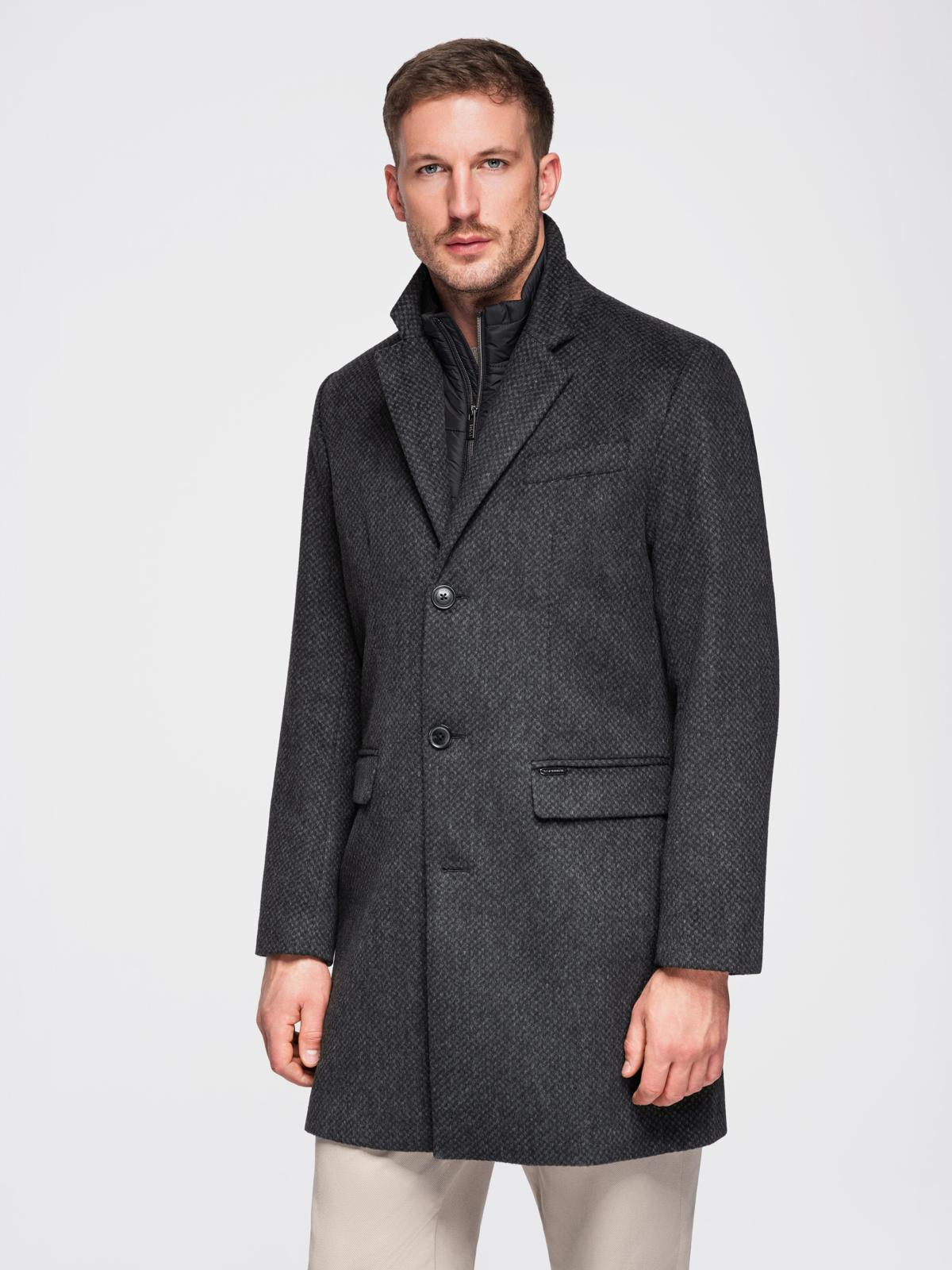 Ombre Unbuttoned men&#039;s wool blend coat - graphite