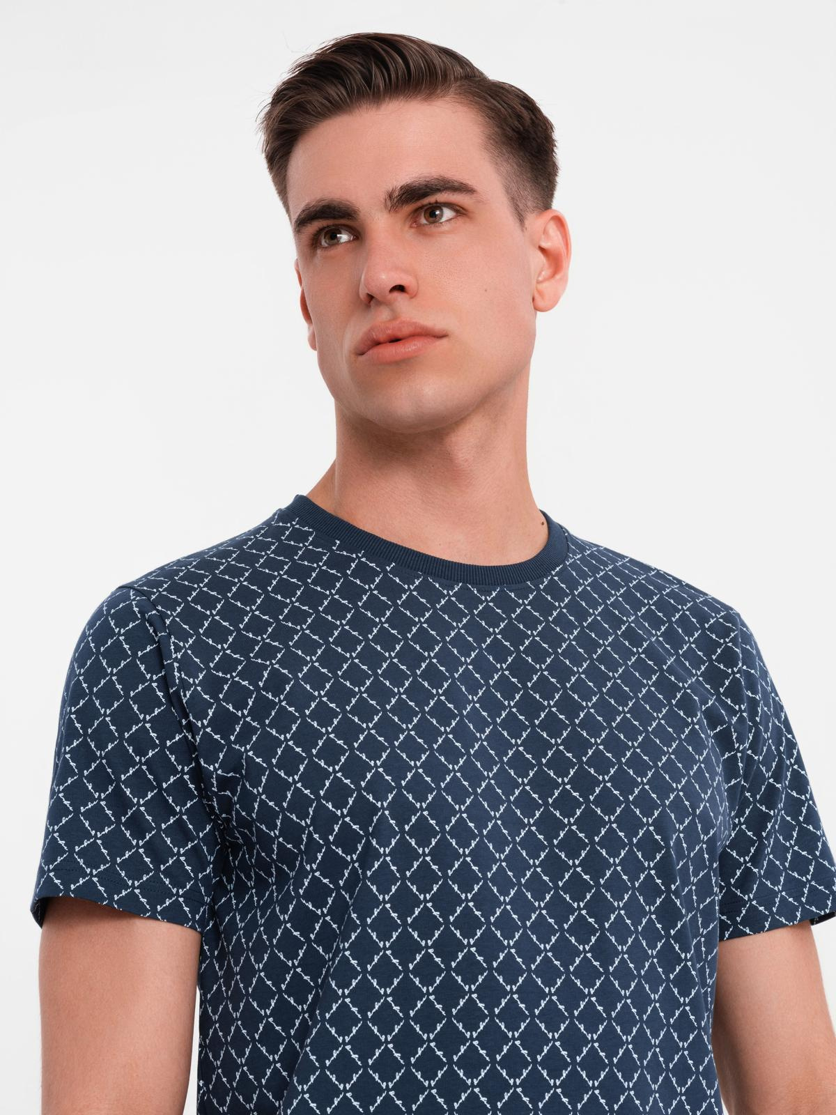 Ombre Mens full print knit shirt - navy blue