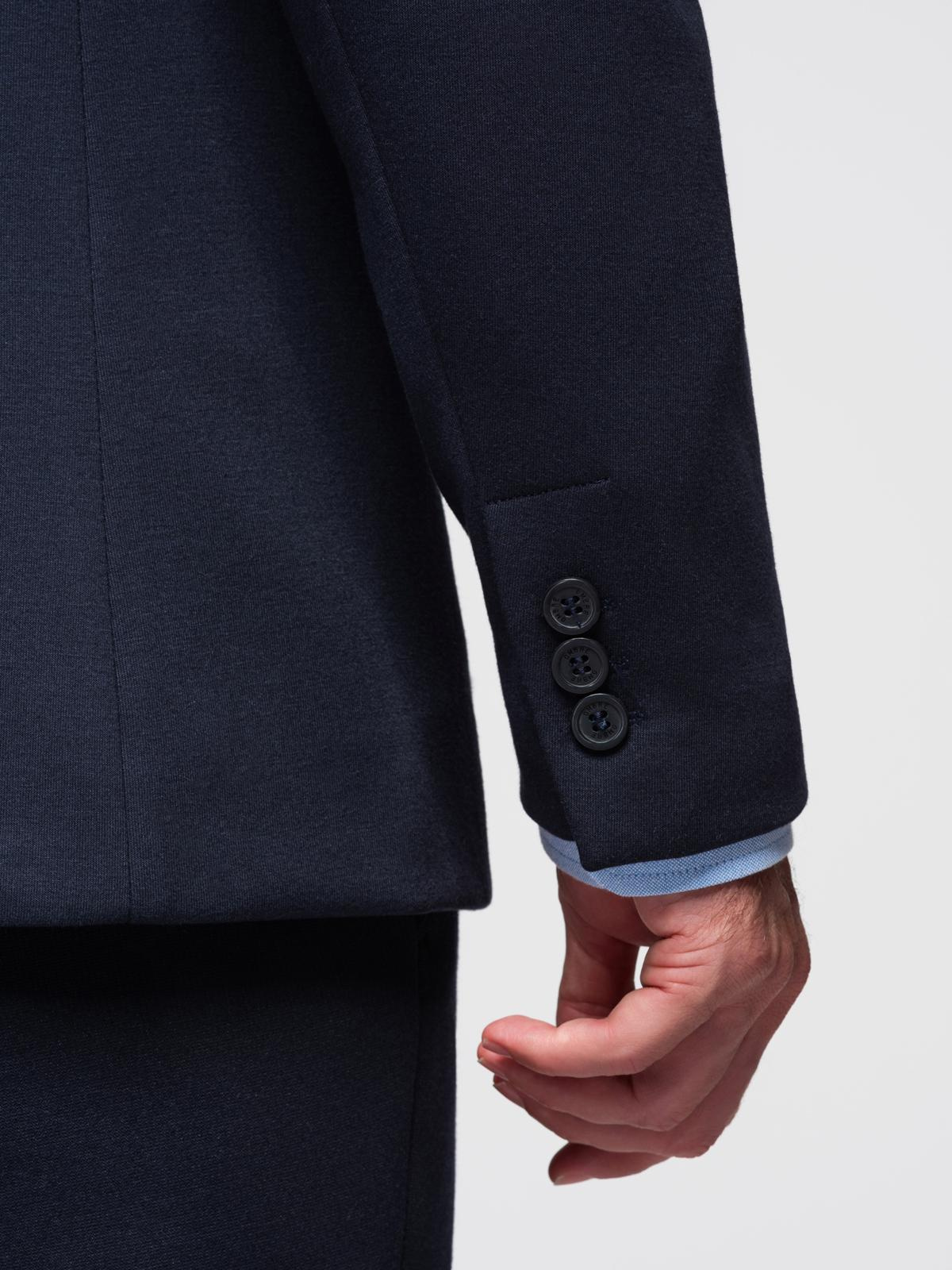 Ombre Men's knitted jacket with a fitted cut - navy blue