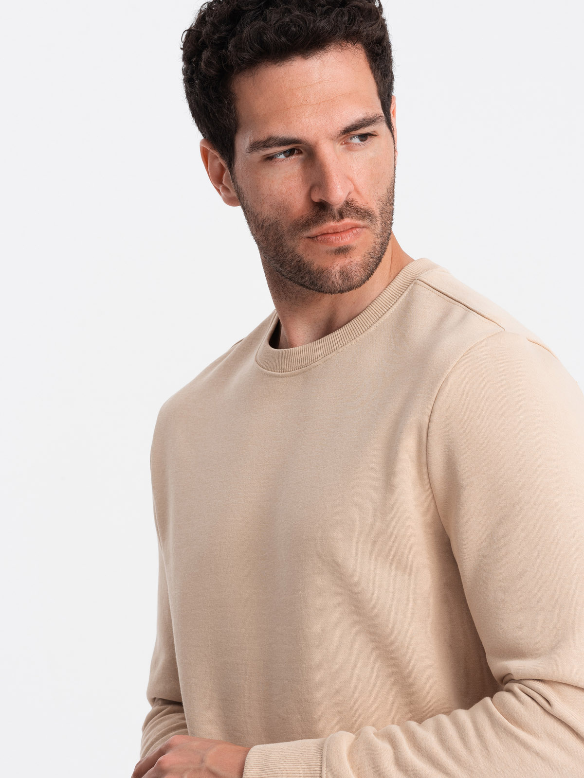 Ombre BASIC men&#039;s non-stretch cotton sweatshirt - beige