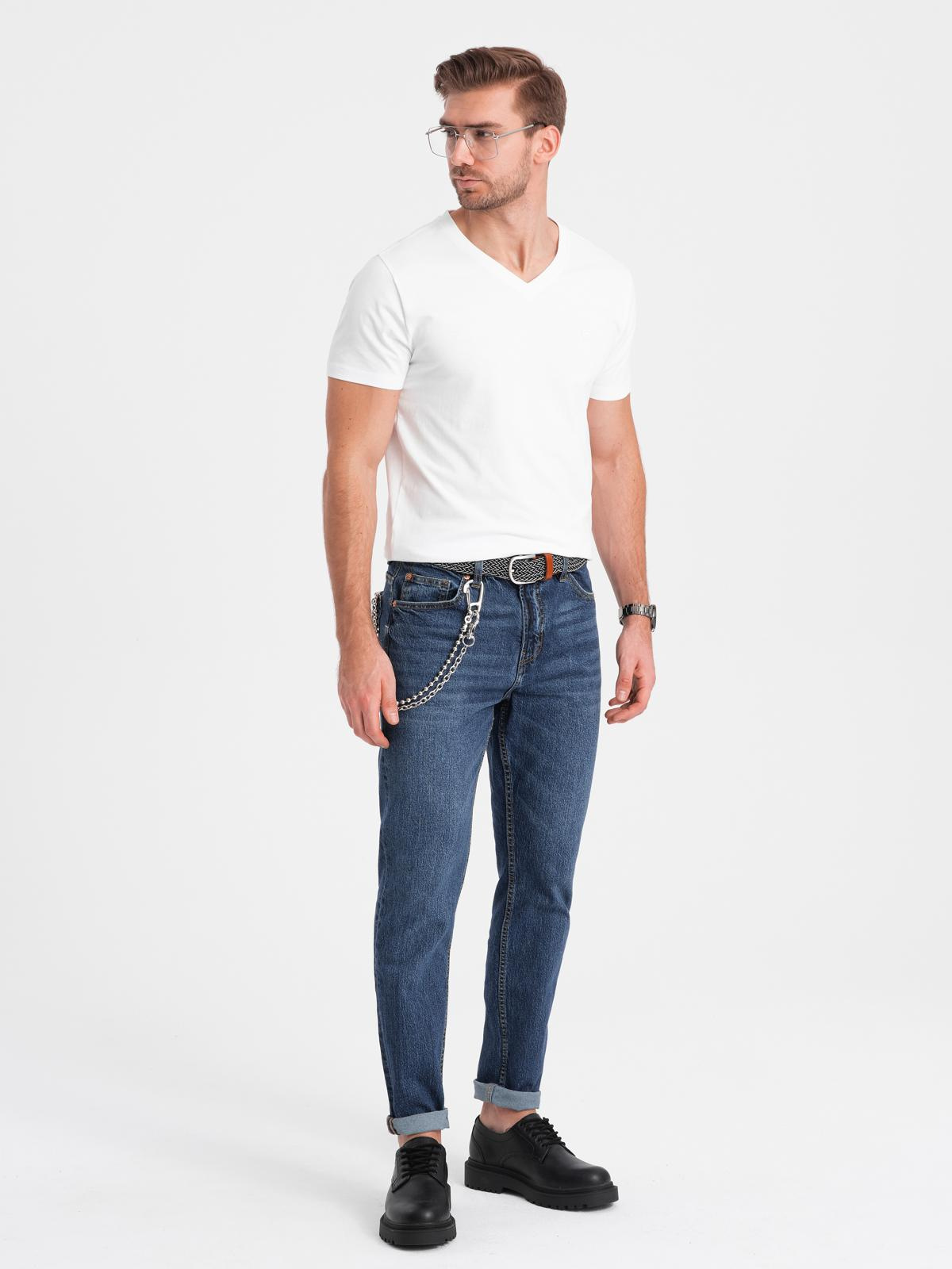 Ombre Set of shirts with V neckline and elastane and subtle logo 3-pack