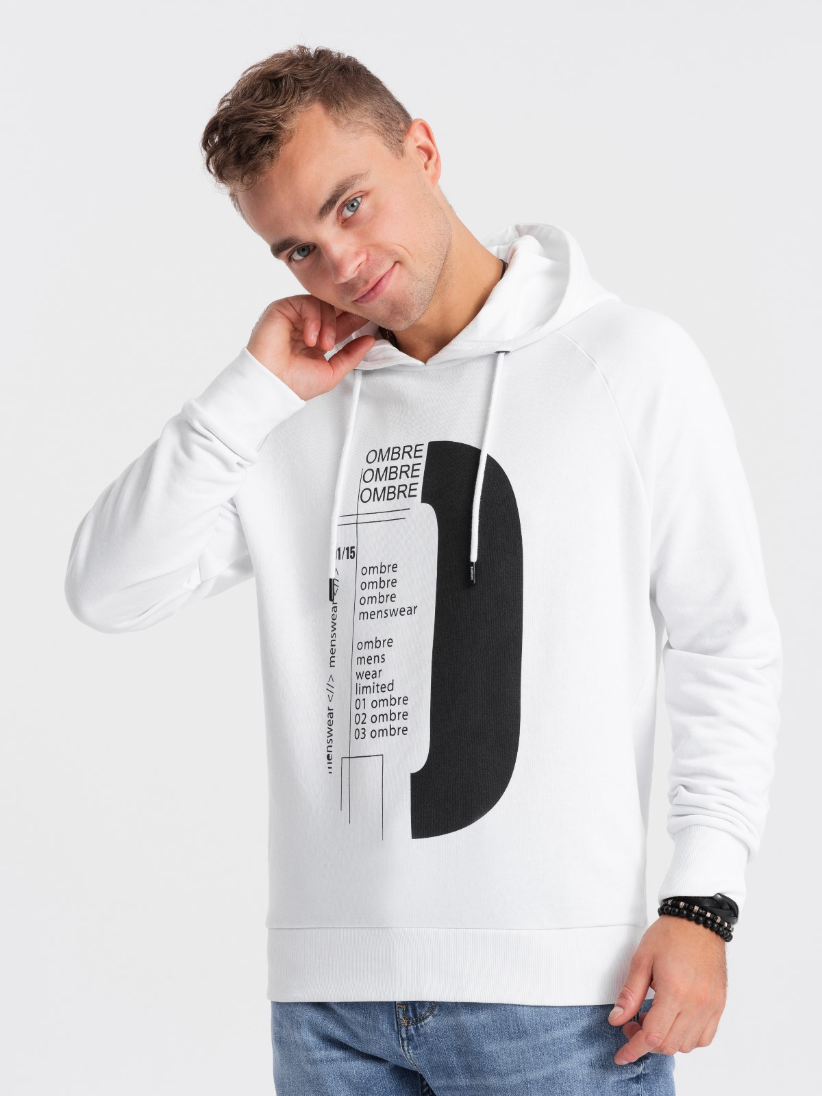 Ombre Men&#039;s printed HOODIE sweatshirt - white