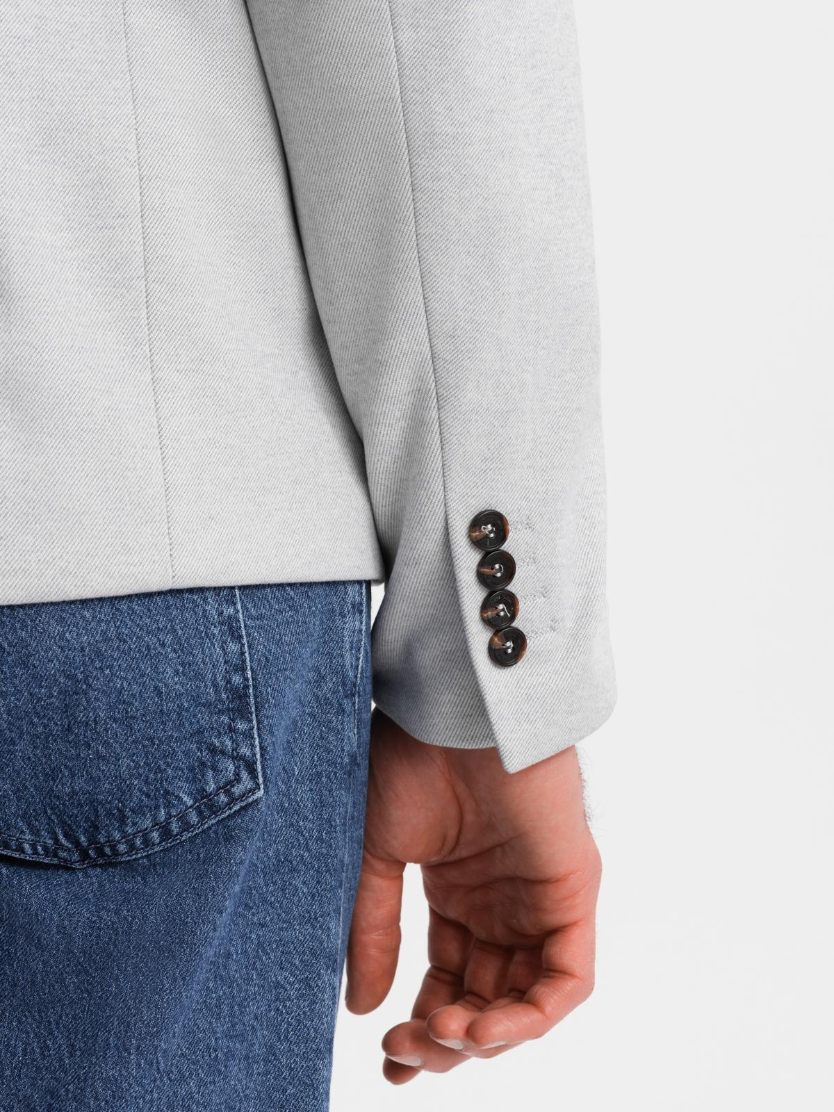 Ombre Men&#039;s melange rayon jacket with stand-up collar - grey melange