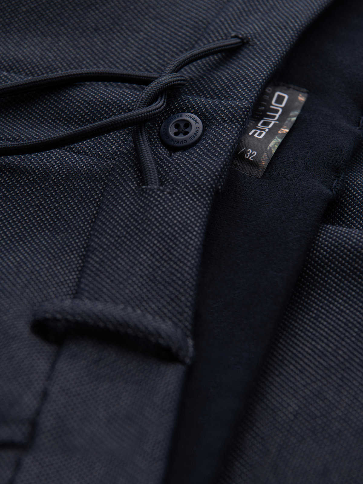 Ombre CARROT men's pants in structured two-tone knit - navy blue