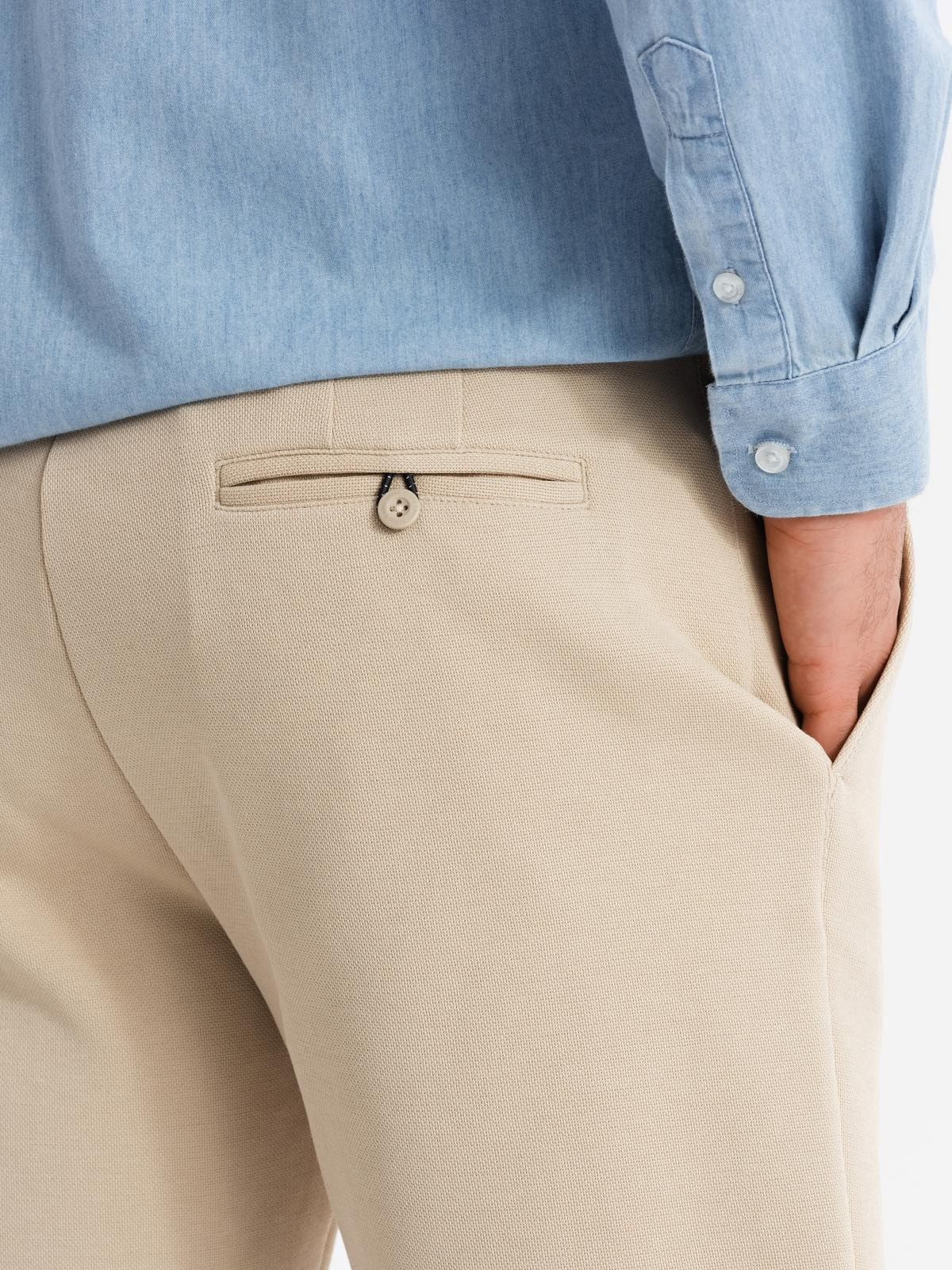 Ombre Men&#039;s structural knit SLIM FIT shorts - sand