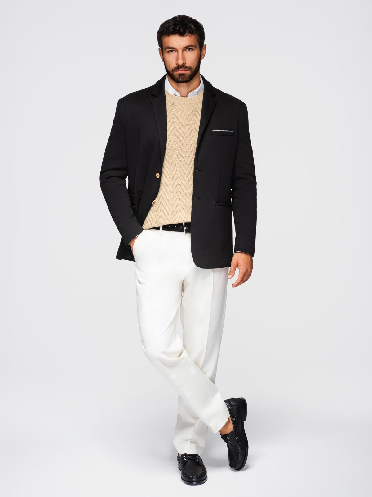 Ombre Men's knitted jacket with a fitted cut - black