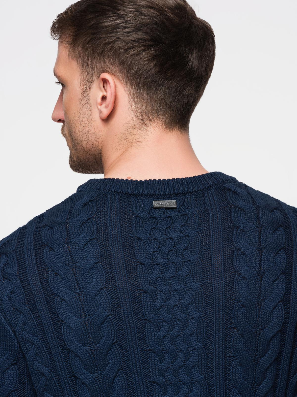 Ombre Men&#039;s elegant sweater with interesting weave - navy blue