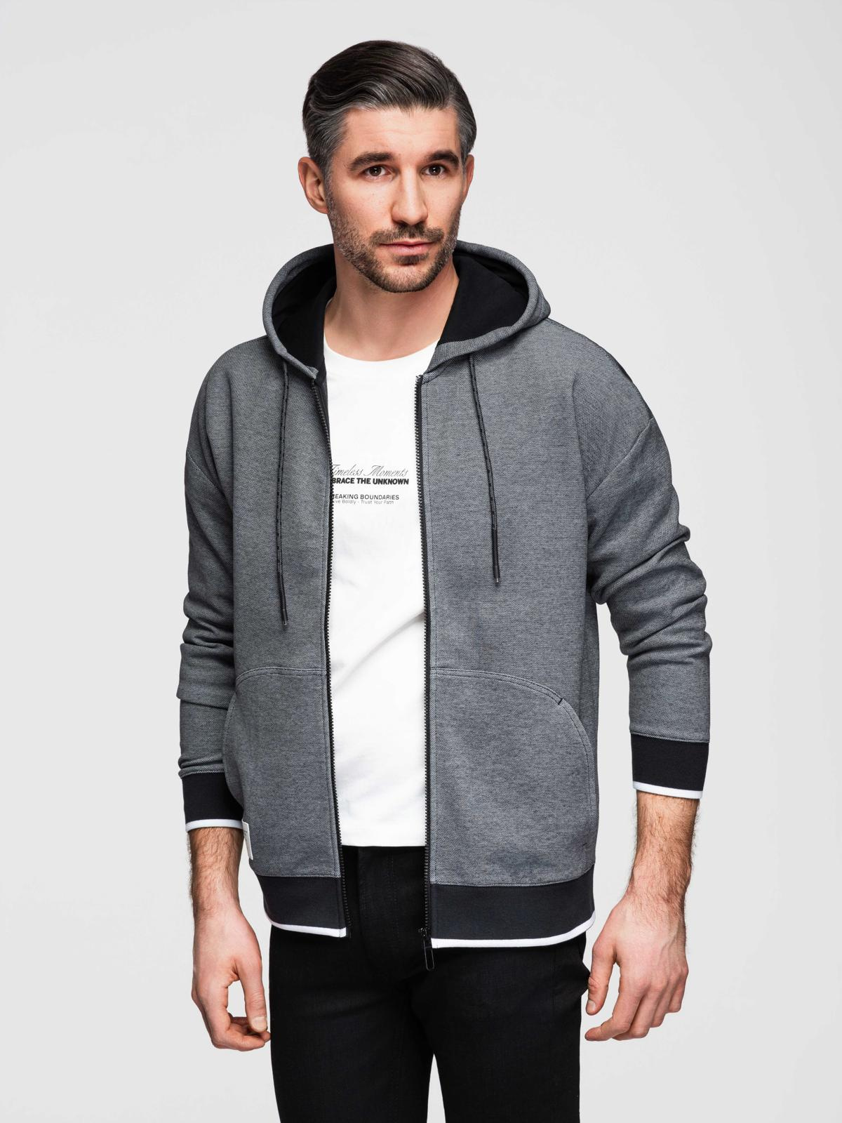Ombre Men's softly structured hooded sweatshirt - black