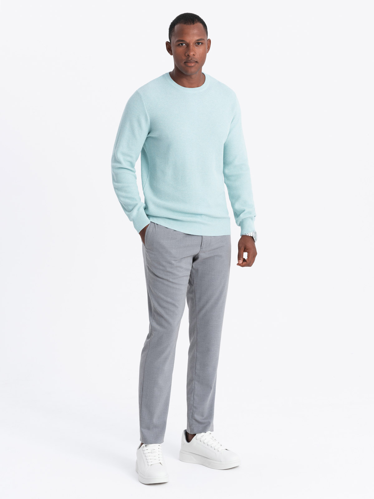 Ombre Men's mélange structured knit sweater - mint