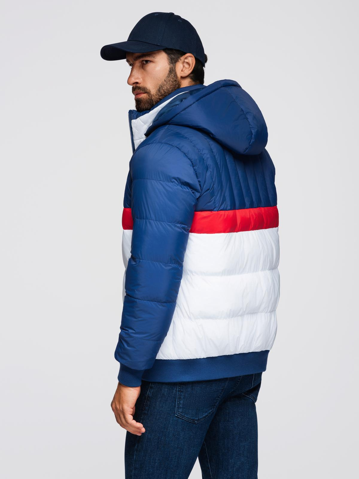 Ombre Colorful retro men&#039;s sports jacket - blue and white