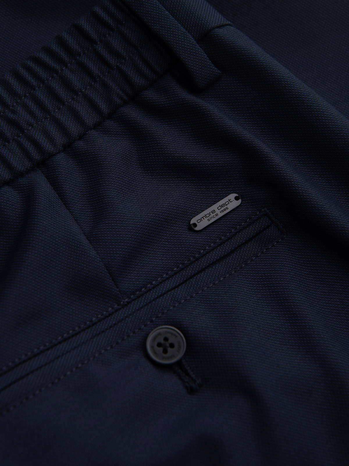 Ombre Men&#039;s chino pants with elastic waistband SLIM FIT - navy blue