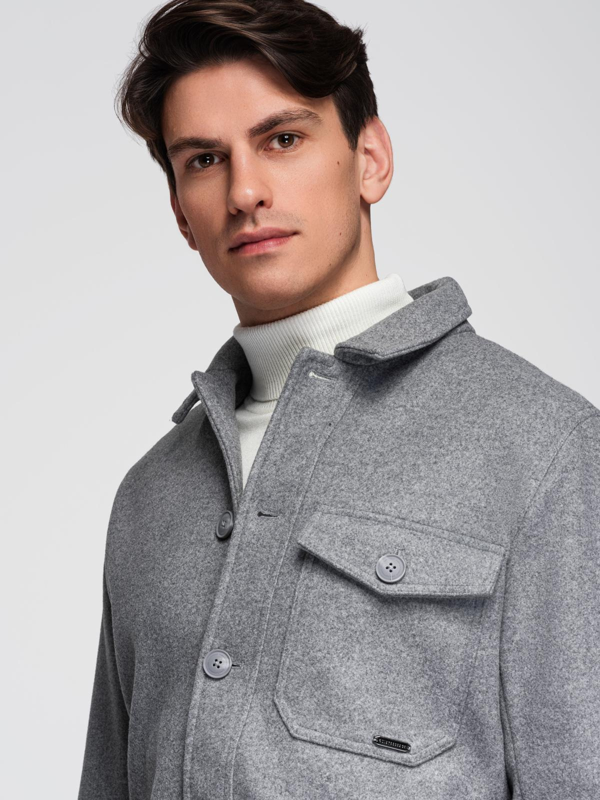 Ombre Men&#039;s lightweight fleece jacket with viscose - gray