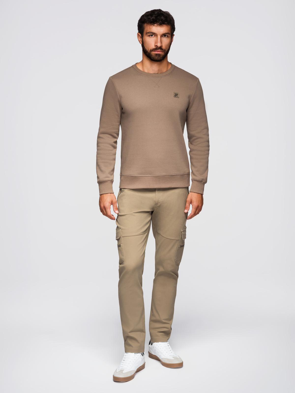 Ombre Classic men's sweatshirt with round neckline - light brown