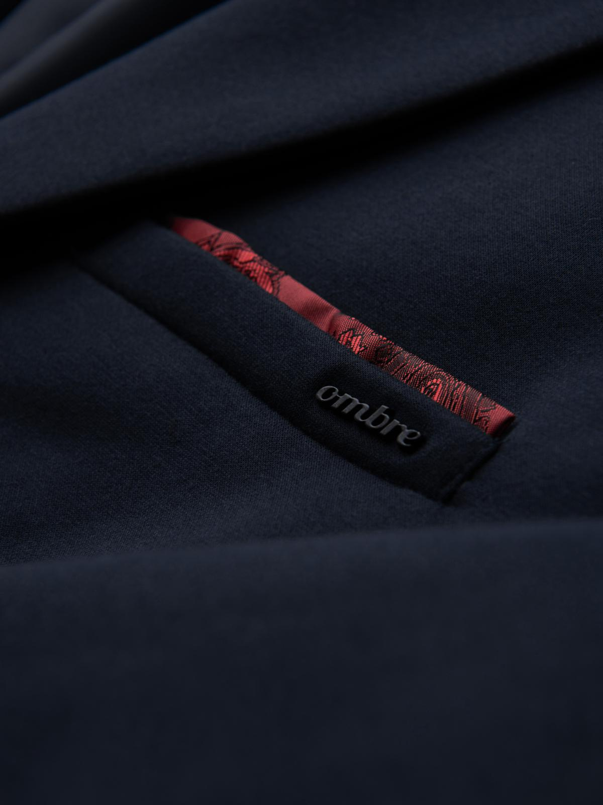 Ombre Men's knitted jacket with a fitted cut - navy blue