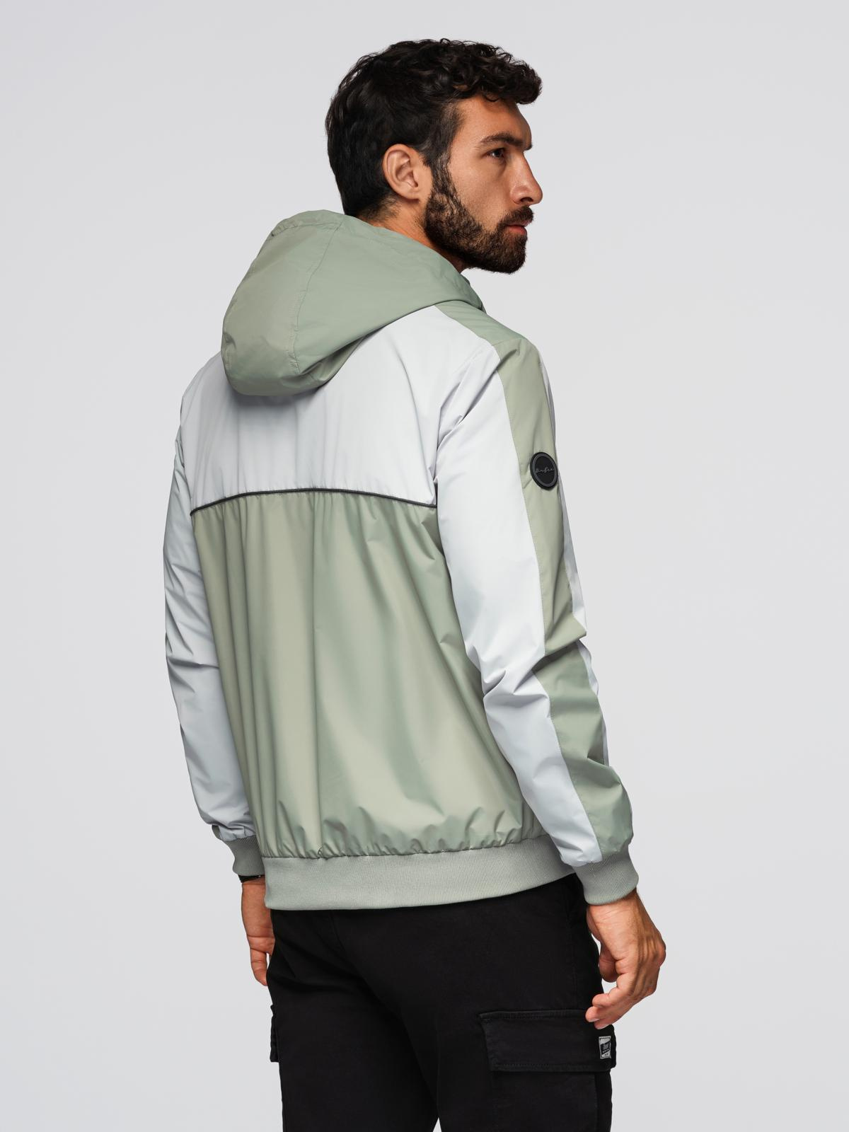 Ombre Men&#039;s contrast hooded windbreaker jacket - olive-gray