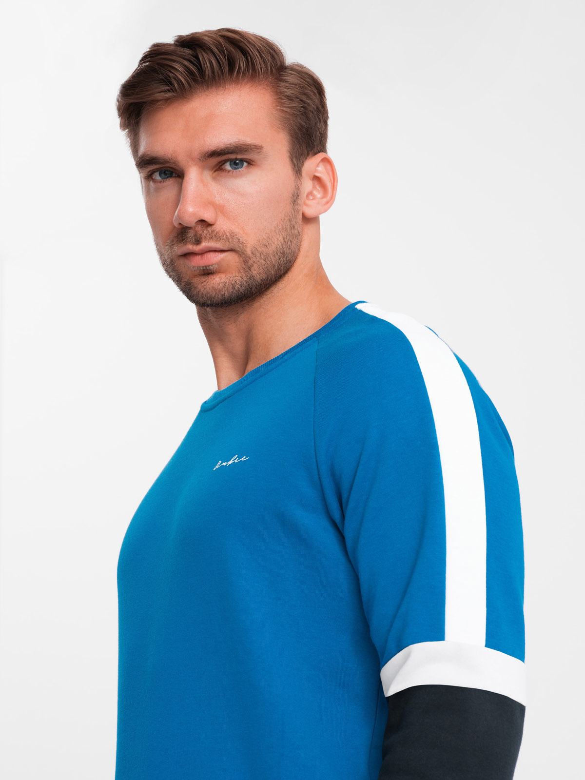 Ombre Tri-color men&#039;s sweatshirt with raglan sleeves - blue