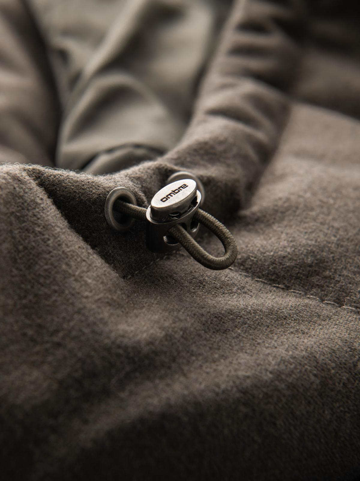 Ombre Men&#039;s long warm parka jacket with wool - dark grey melange