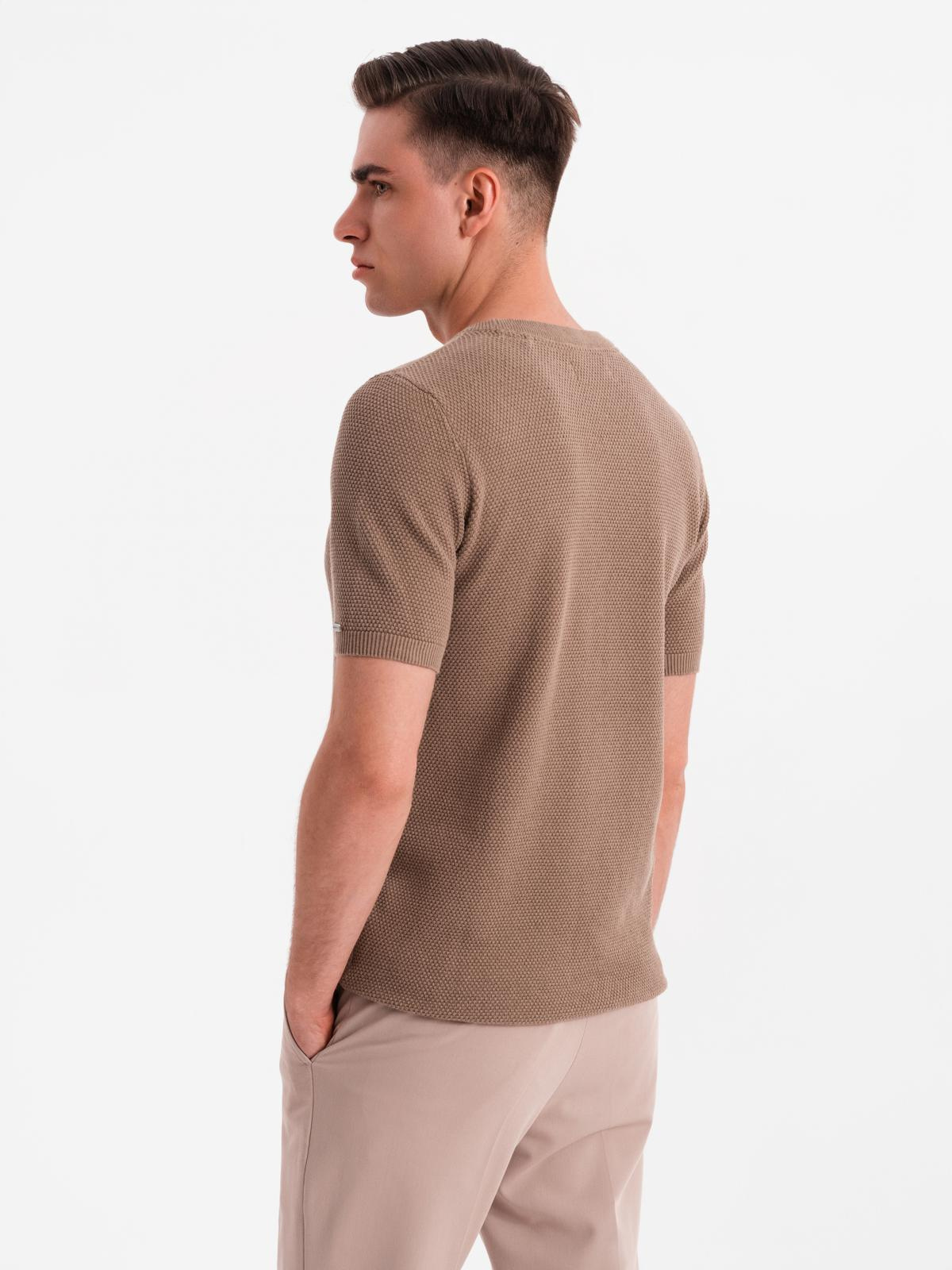 Ombre Men's fine-textured knit shirt - light brown
