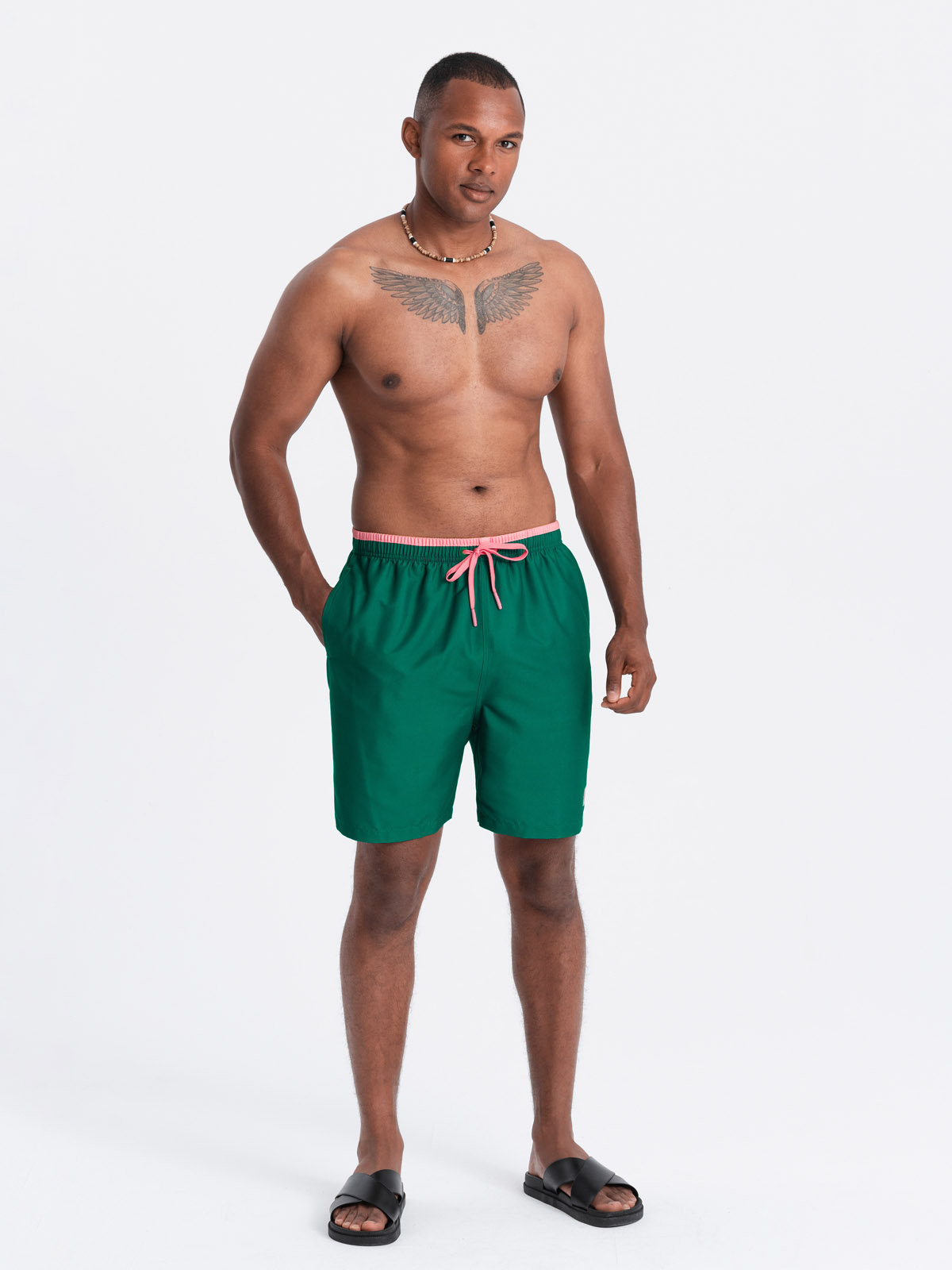 Ombre Men&#039;s two-tone ribbed swim shorts - dark green