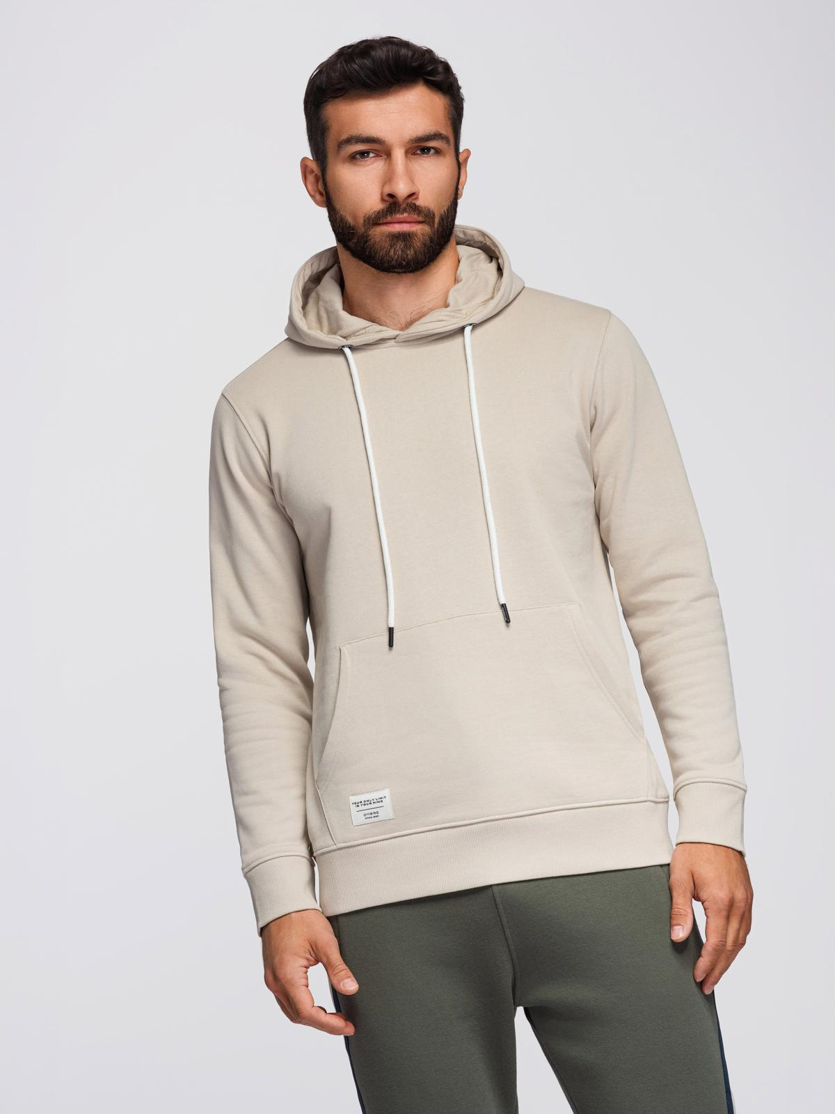 Ombre Men&#039;s kangaroo hooded sweatshirt - light beige