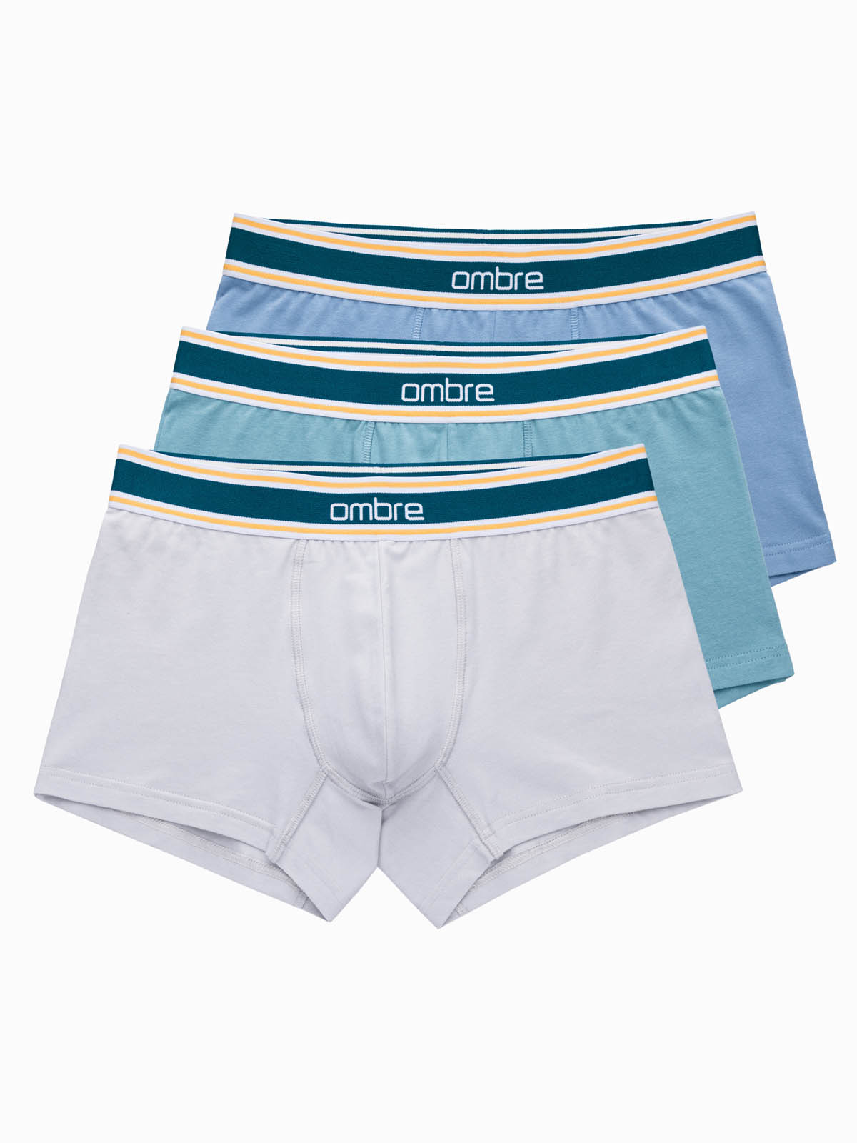 Ombre Classic fit men's boxer shorts with decorative elastic waistband - 3-pack mix OM-UNBO