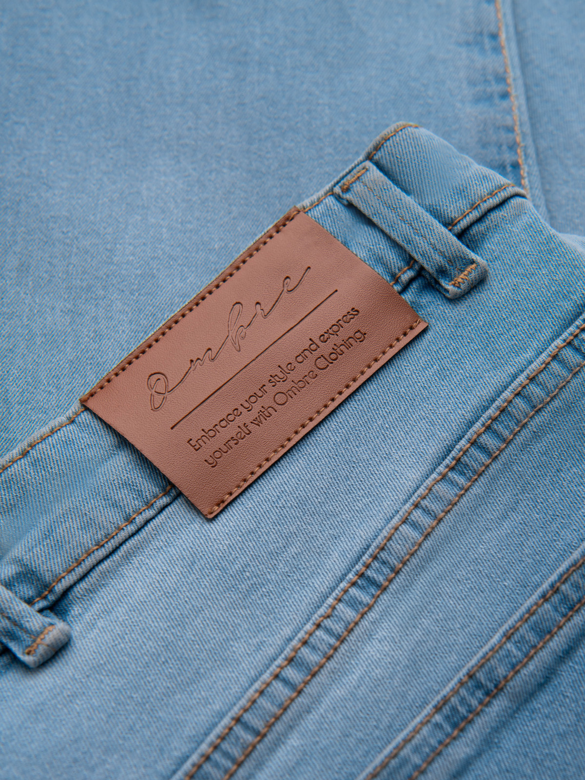 Ombre Men&#039;s denim JOGGERS pants with classic bandage - light blue