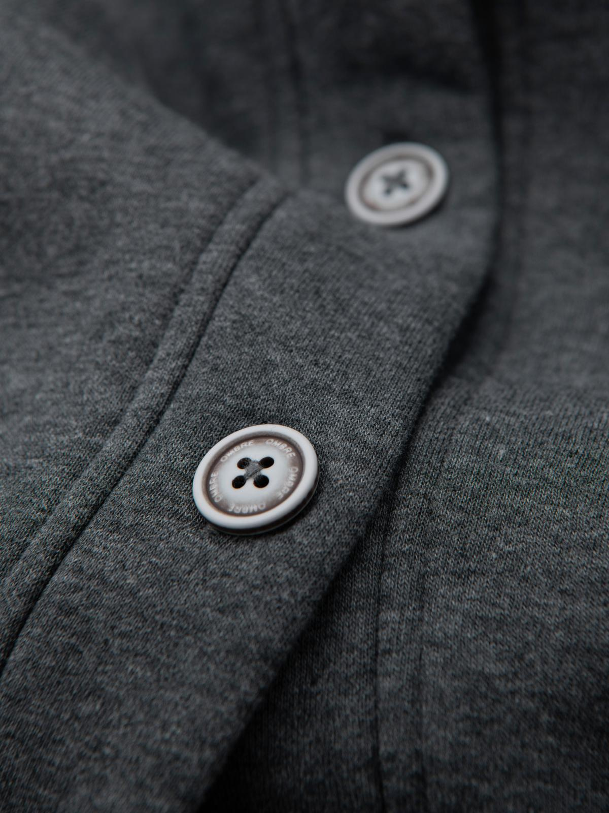 Ombre Men&#039;s button-down hooded sweatshirt - graphite melange