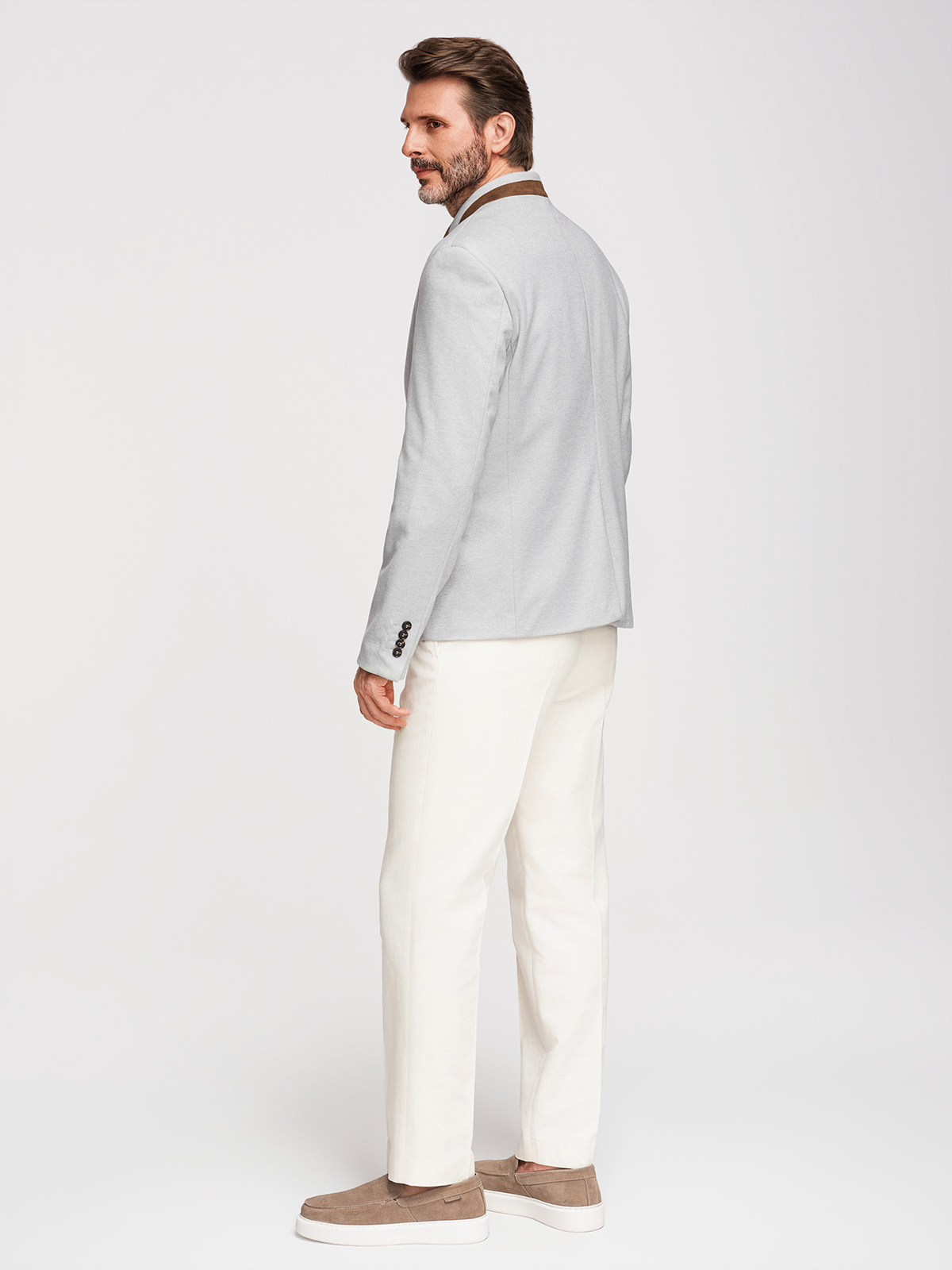 Ombre Men's melange rayon jacket with stand-up collar - grey melange