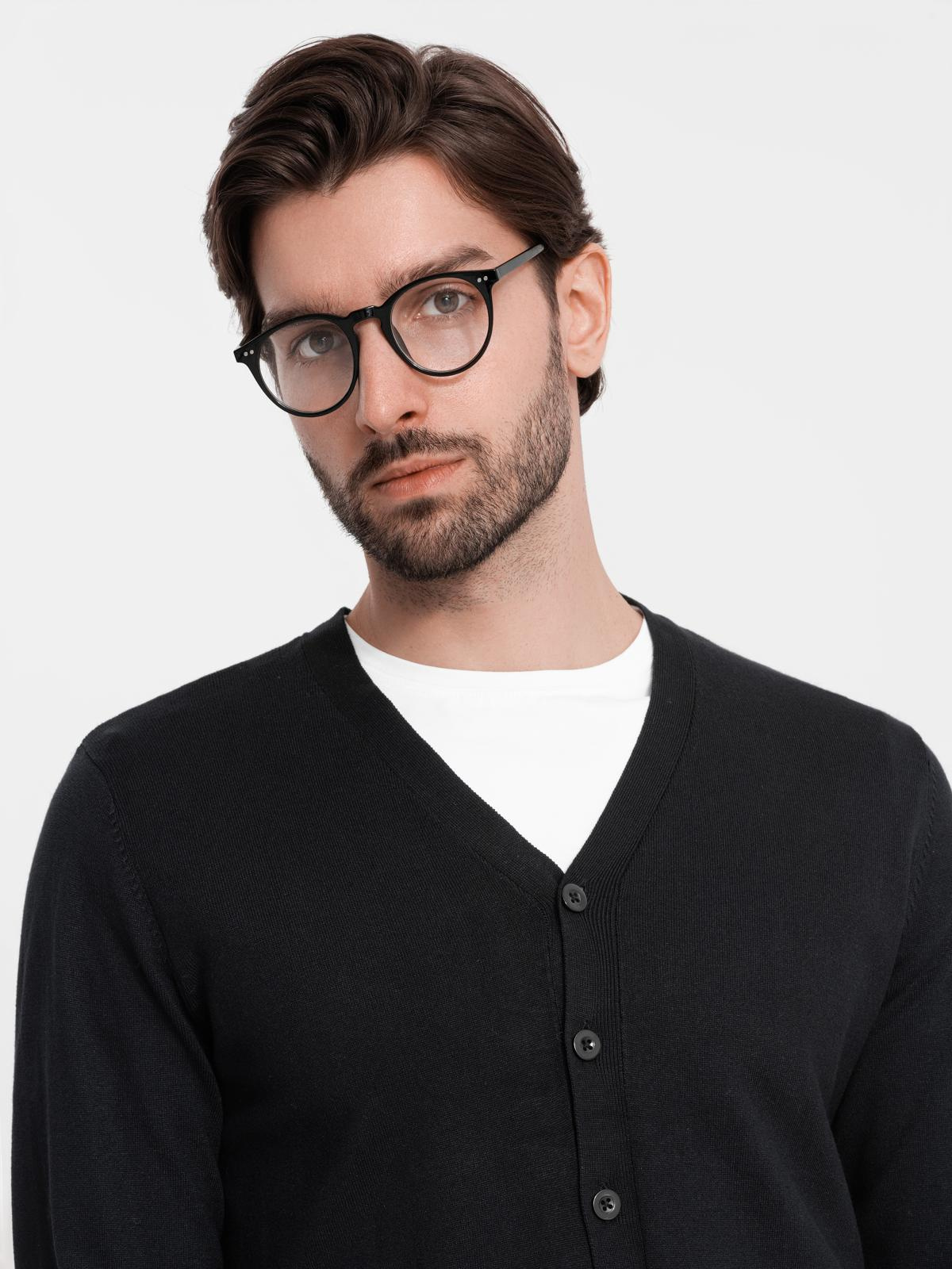 Ombre Monochrome knitted men&#039;s viscose cardigan - black