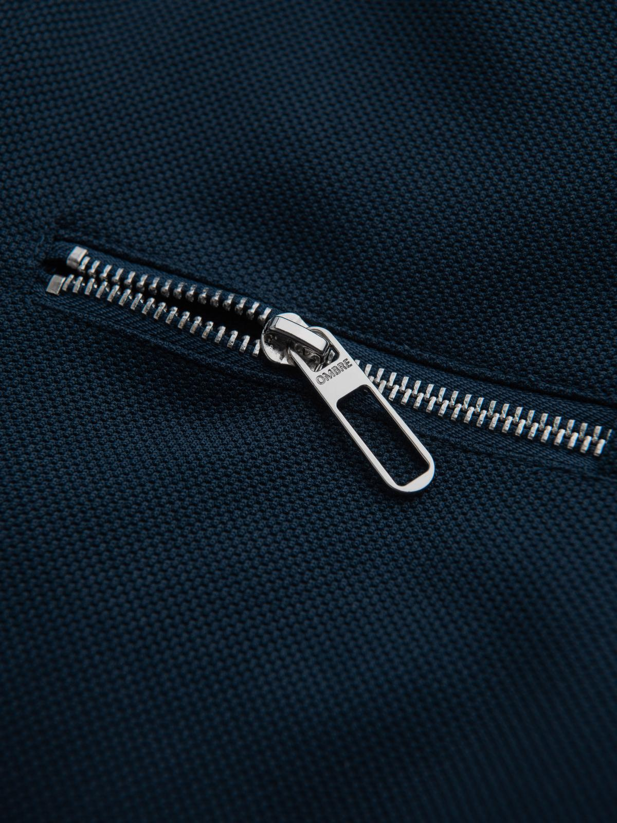 Ombre Men&#039;s biker jacket with collar and pockets - navy blue