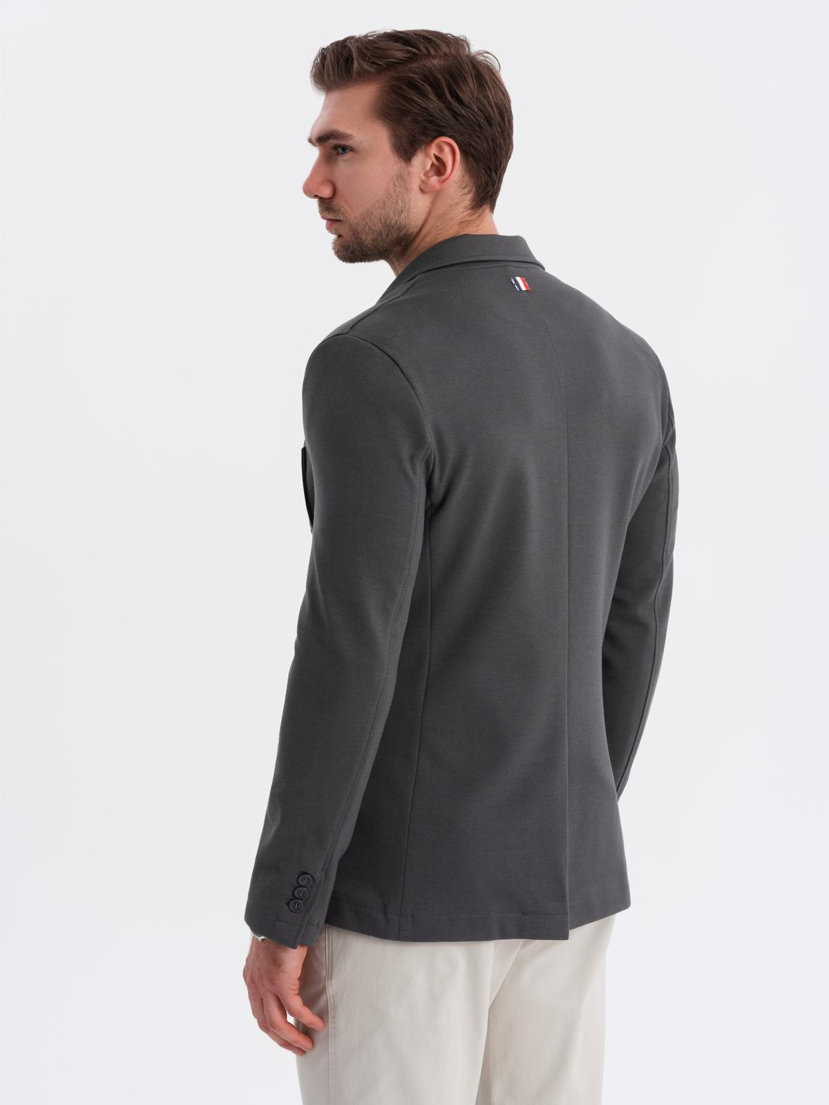 Ombre Men&#039;s SLIM knit jacket with subtle texture - graphite