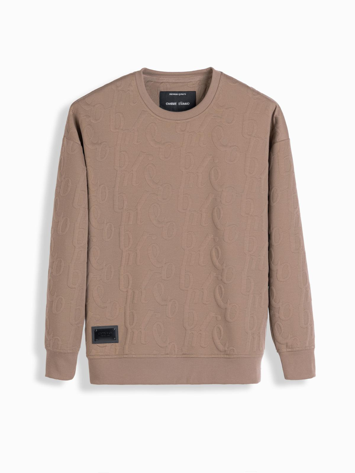 Ombre Men's RELAXED FIT sweatshirt with embossed letters - brown