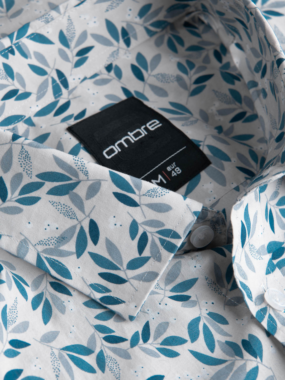 Ombre Men&#039;s SLIM FIT shirt in twig print - blue-gray