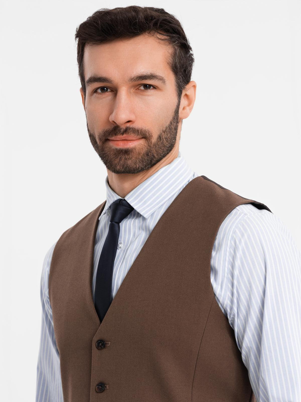 Ombre Men's suit vest with classic detailing and lining - brown