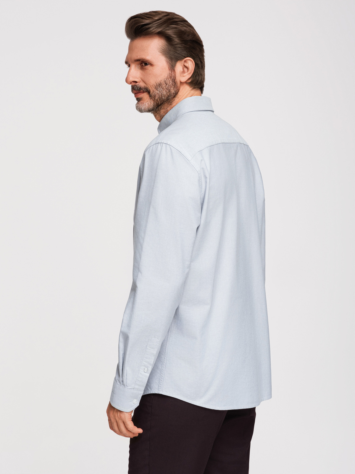 Ombre Elegant men's oxford shirt with embroidery - blue