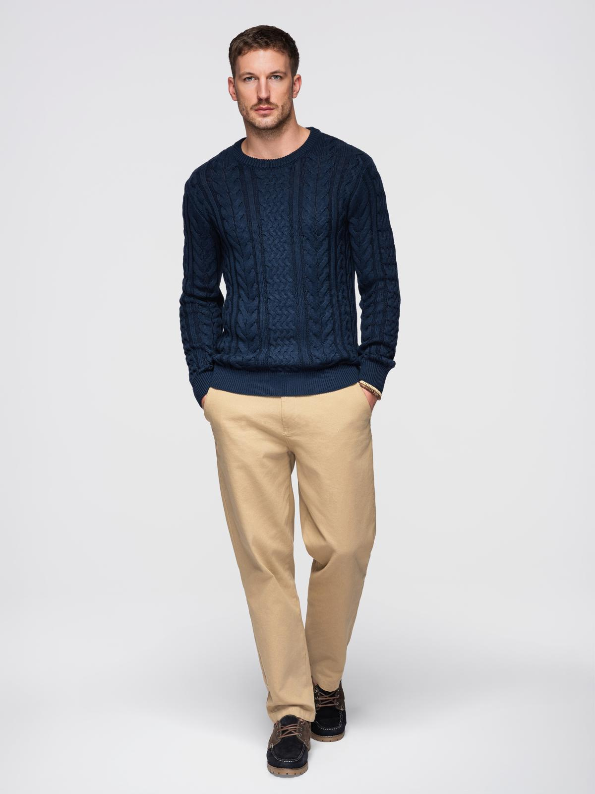 Ombre Men&#039;s elegant sweater with interesting weave - navy blue