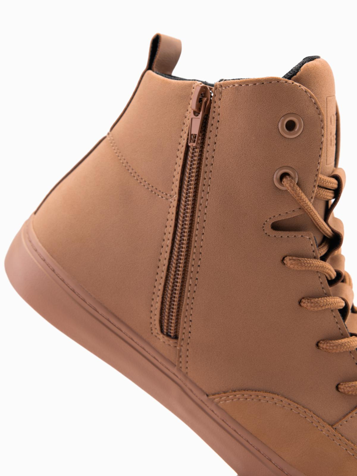 Ombre Men&#039;s ankle sneaker boots with decorative tabs - brown