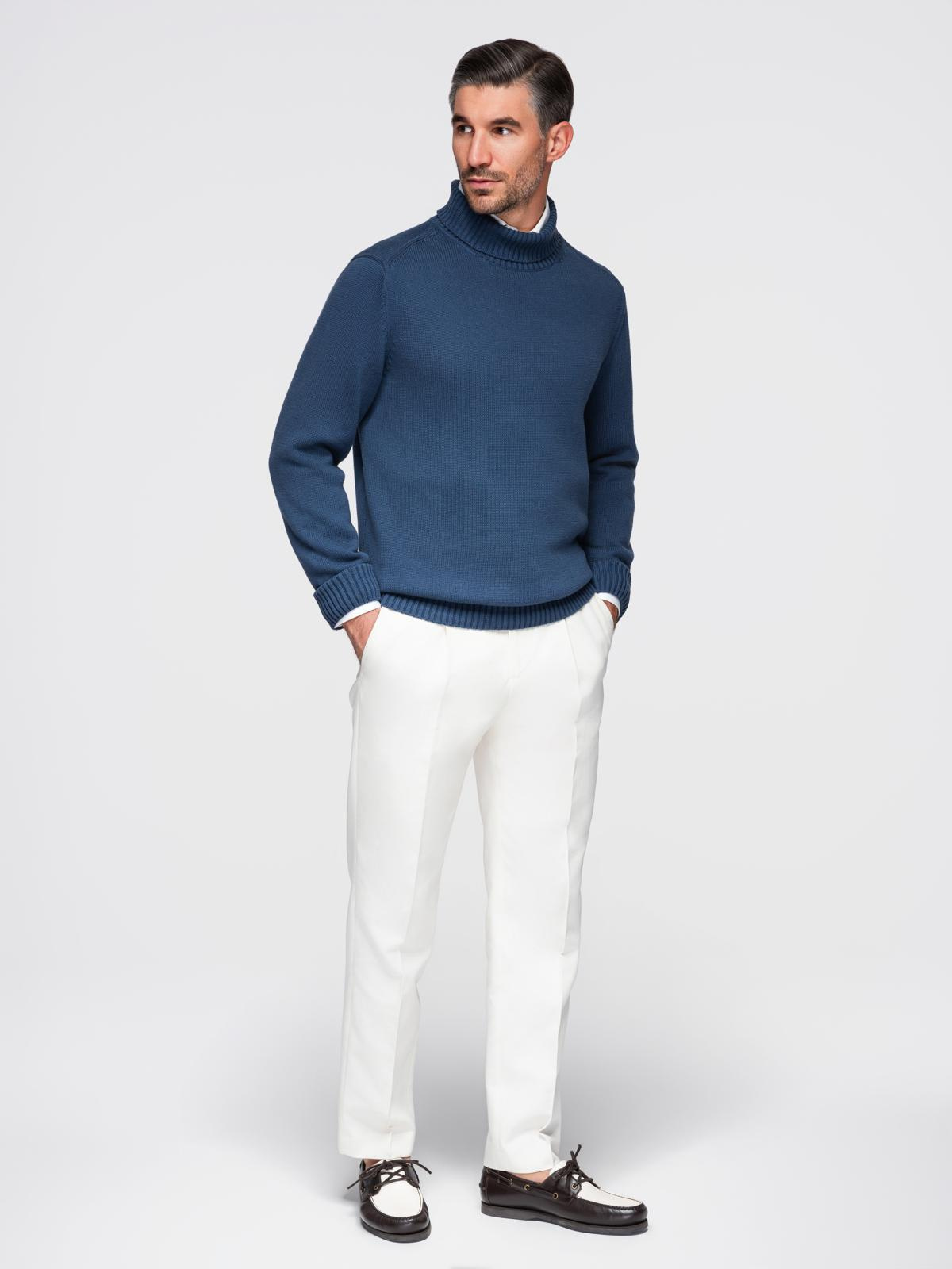 Ombre Men's turtleneck knit sweater - dark blue