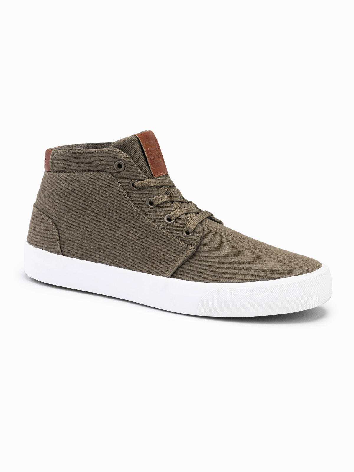 Ombre Men&#039;s cotton canvas high-top sneakers shoes - olive