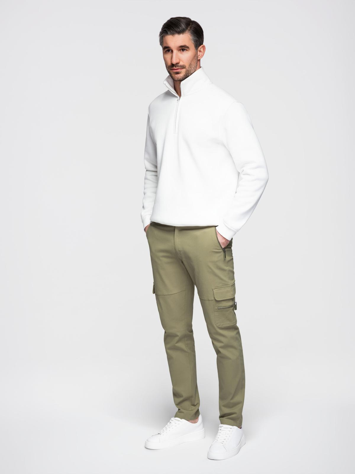 Ombre Men's STRAIGHT LEG cargo pants with zippered pockets - olive