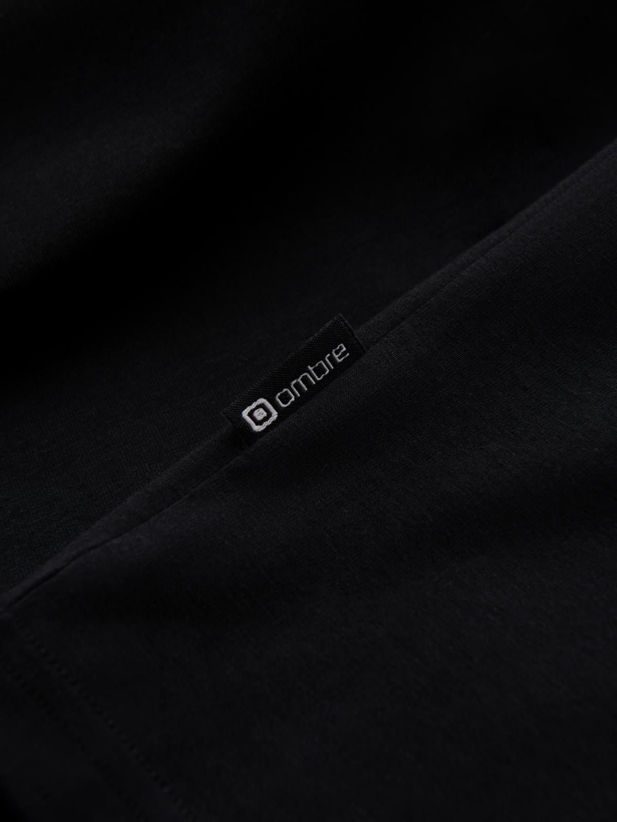 Ombre Men's SLIM FIT T-shirt with round neckline and logo - black