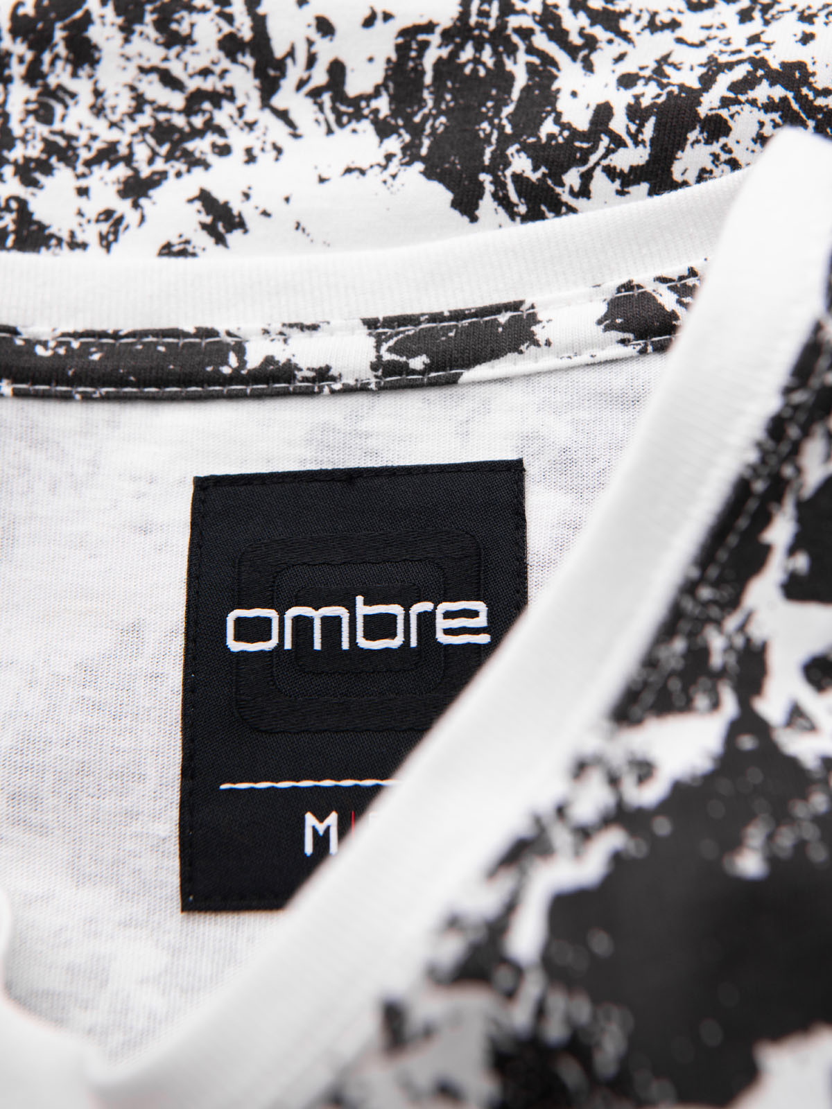 Ombre Men's patterned cotton short sleeve T-shirt - white and black